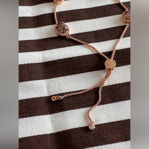 Henri Bendel Pave Link Slider Bracelet, brown stone with rose gold color. New! - Picture 4 of 6